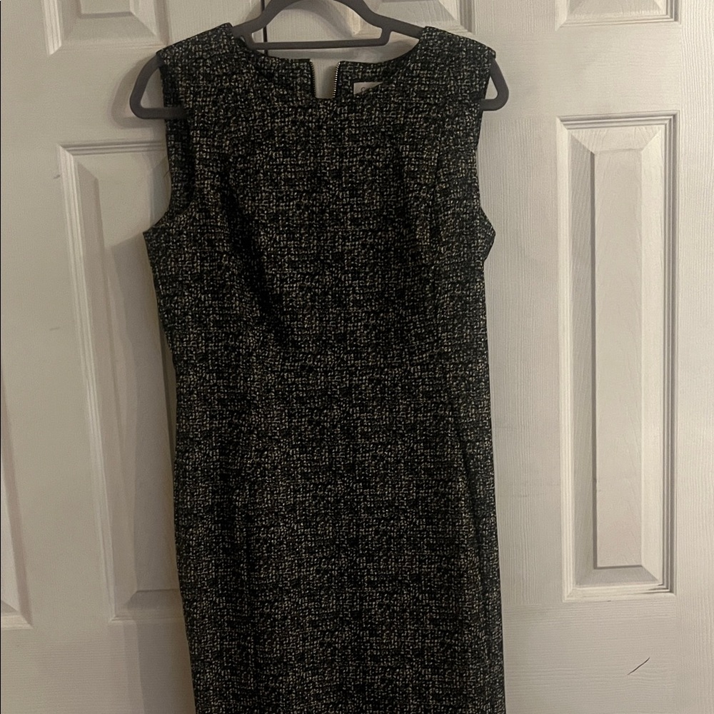 Calvin Klein Black and Gray Textured Midi Dress